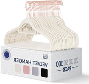 Hangers per abbigliamento 100 pezzi - Velluto 360° girevole e anti-slip - Bianco e Rosa oro