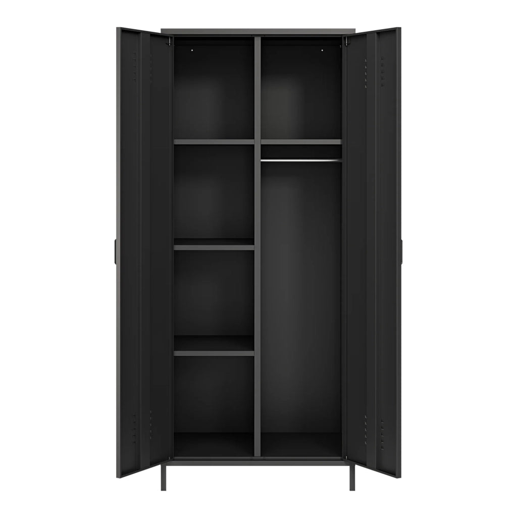 Scaffale 180 x 76 x 50 cm mobiletto portaoggetti in metallo nero opaco 03_0008916