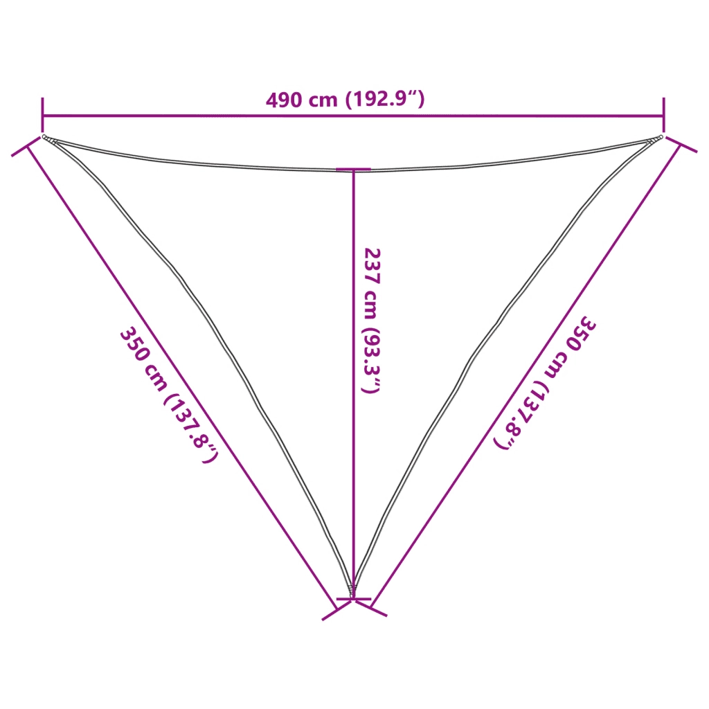 Vela Parasole | Telo Ombra | Vela da ombra 160 g/m2 Marrone 3,5x3,5x4,9 m in HDPE