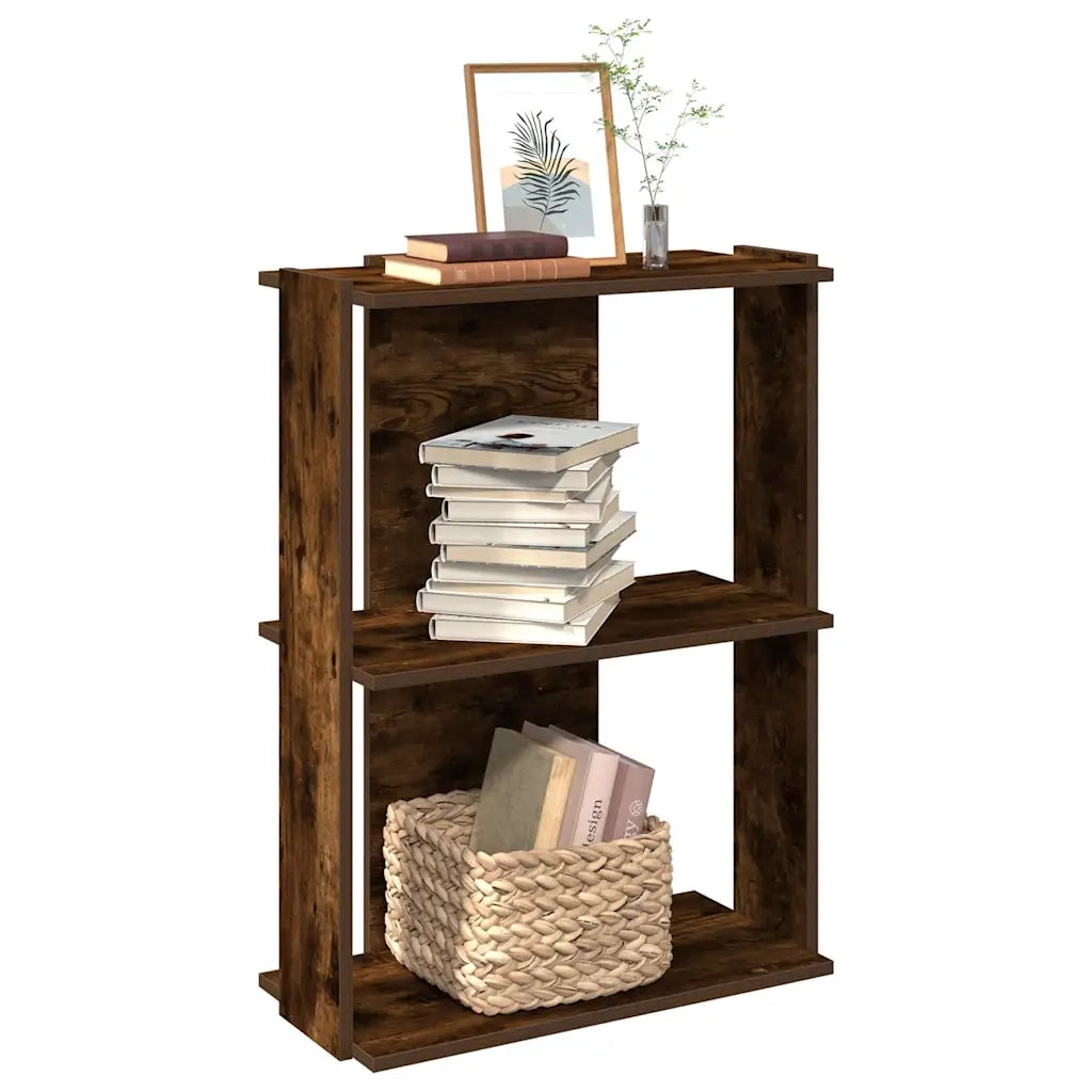 Libreria a 3 Ripiani Rovere Fumo 60x30x80 cm Legno Multistrato 860260