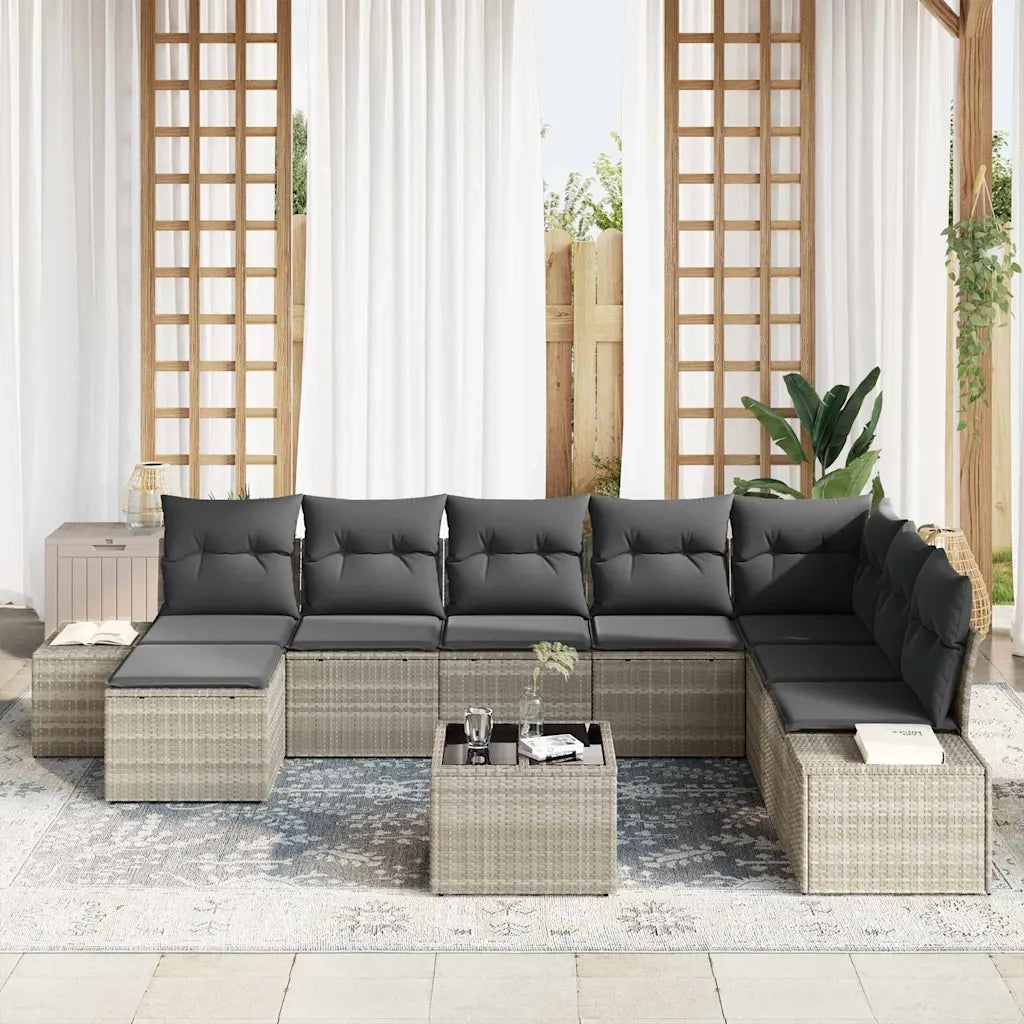 Set Divano da Giardino 8 pcs Grigio chiaro polyrattan 3355861