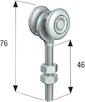 Carrello Regolabile a 2 Cuscinetti M8 in Acciaio Zincato per Binario Monorotaia MR3 - Ruote Ø24mm - Corona di Sfere Completa - Robusto & Affidabile