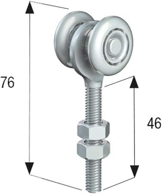 Carrello Regolabile a 2 Cuscinetti M8 in Acciaio Zincato per Binario Monorotaia MR3 - Ruote Ø24mm - Corona di Sfere Completa - Robusto & Affidabile