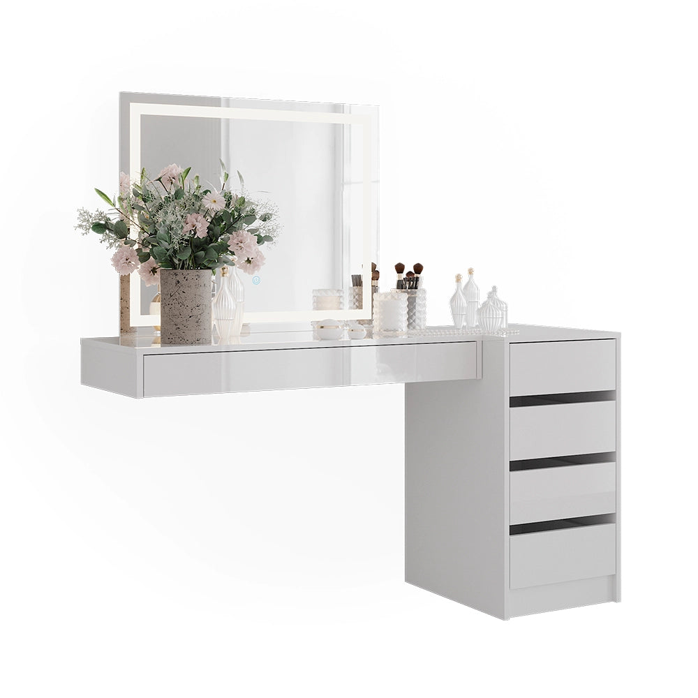 Vicco Tavolo da toeletta Bianco 100 cm 3 parti