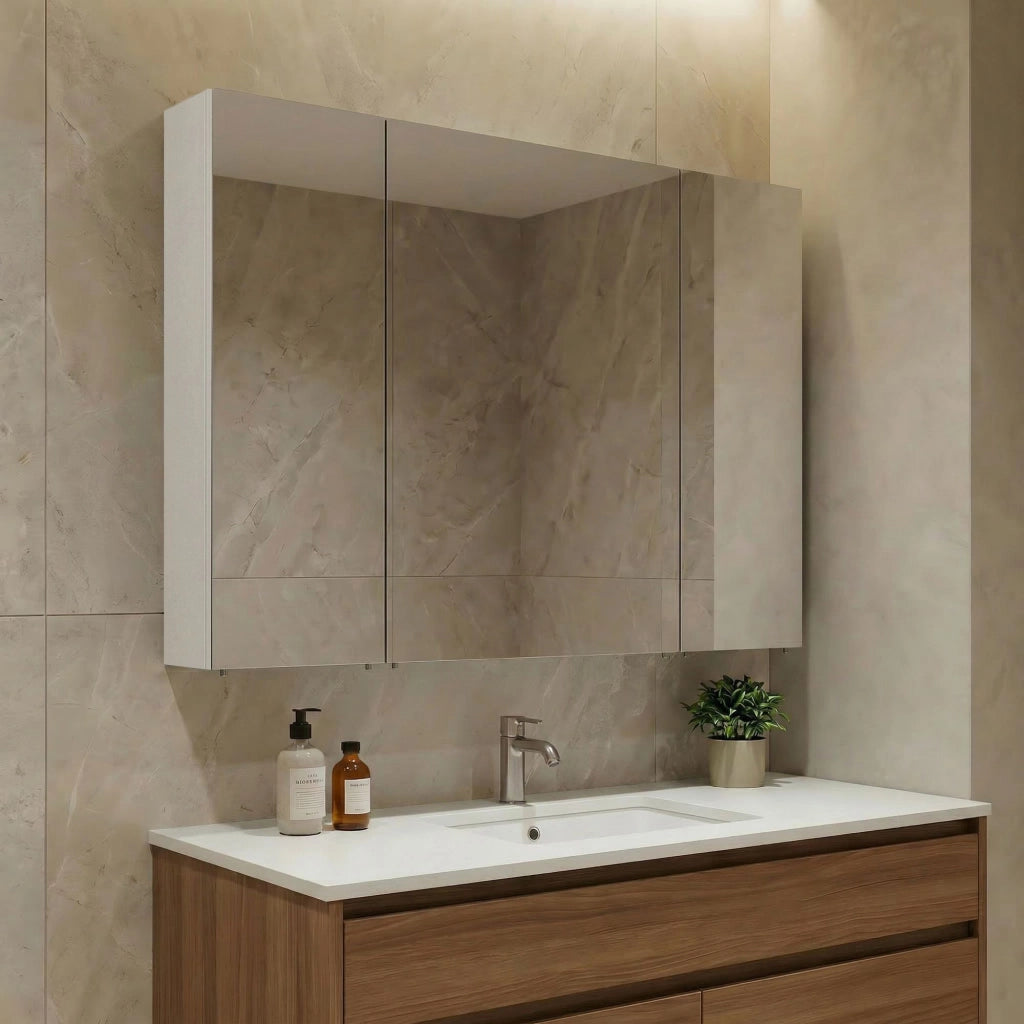 Mobile da bagno con specchio "Nuvola 100 v2" - 97 x 16 x 66 cm - Cashmere