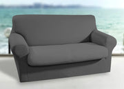 Copridivano Antimacchia Elasticizzato Tinta Unita Modello Magic - 2 Posti - Grigio Scuro