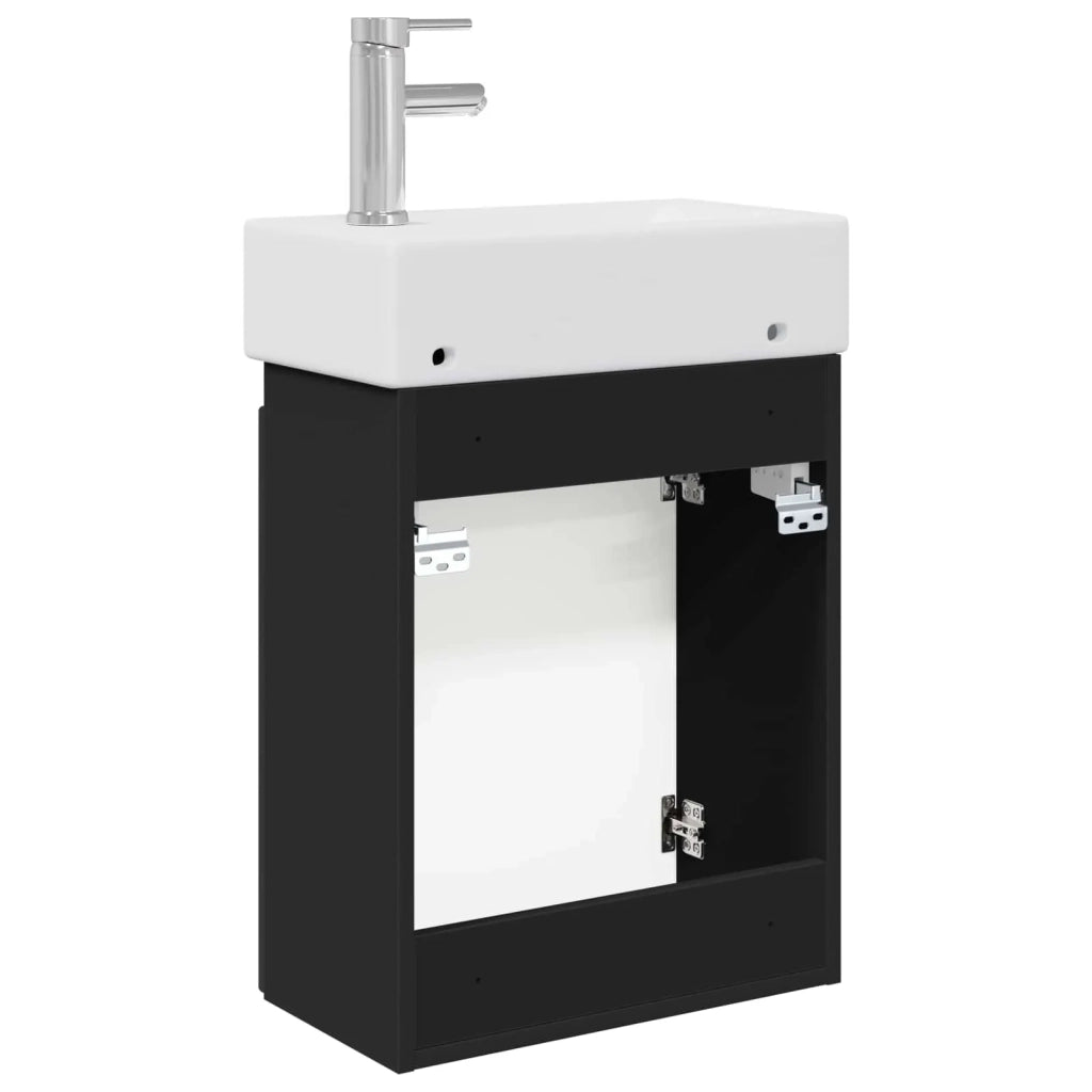 Mobile bagno con rubinetto Nero 45,5 x 22,5 x 84 cm
