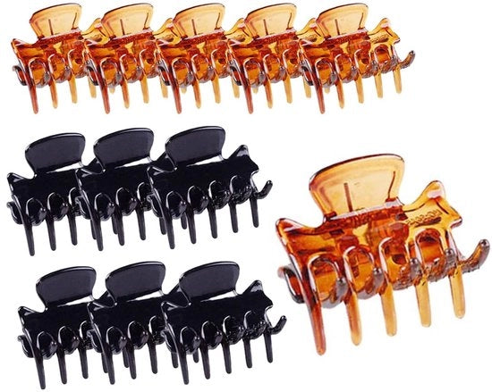 Set di spille per capelli in plastica, 12 pezzi, per donne, dimensioni medie, accessori per styling capelli, set di spille per capelli, spille per capelli mini, colore caffè scuro