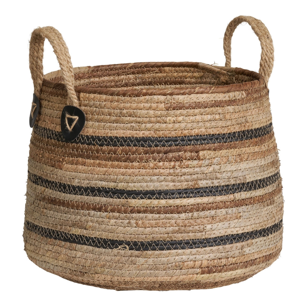 Set di 2 Cesti Portaoggetti Erba, Marrone, Foglie di Banano, 30,5x30,5x21,5 cm