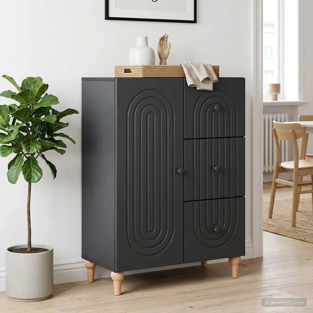 Credenza Nero 66 x 34,5 x 90 cm Legno ingegnerizzato 894166