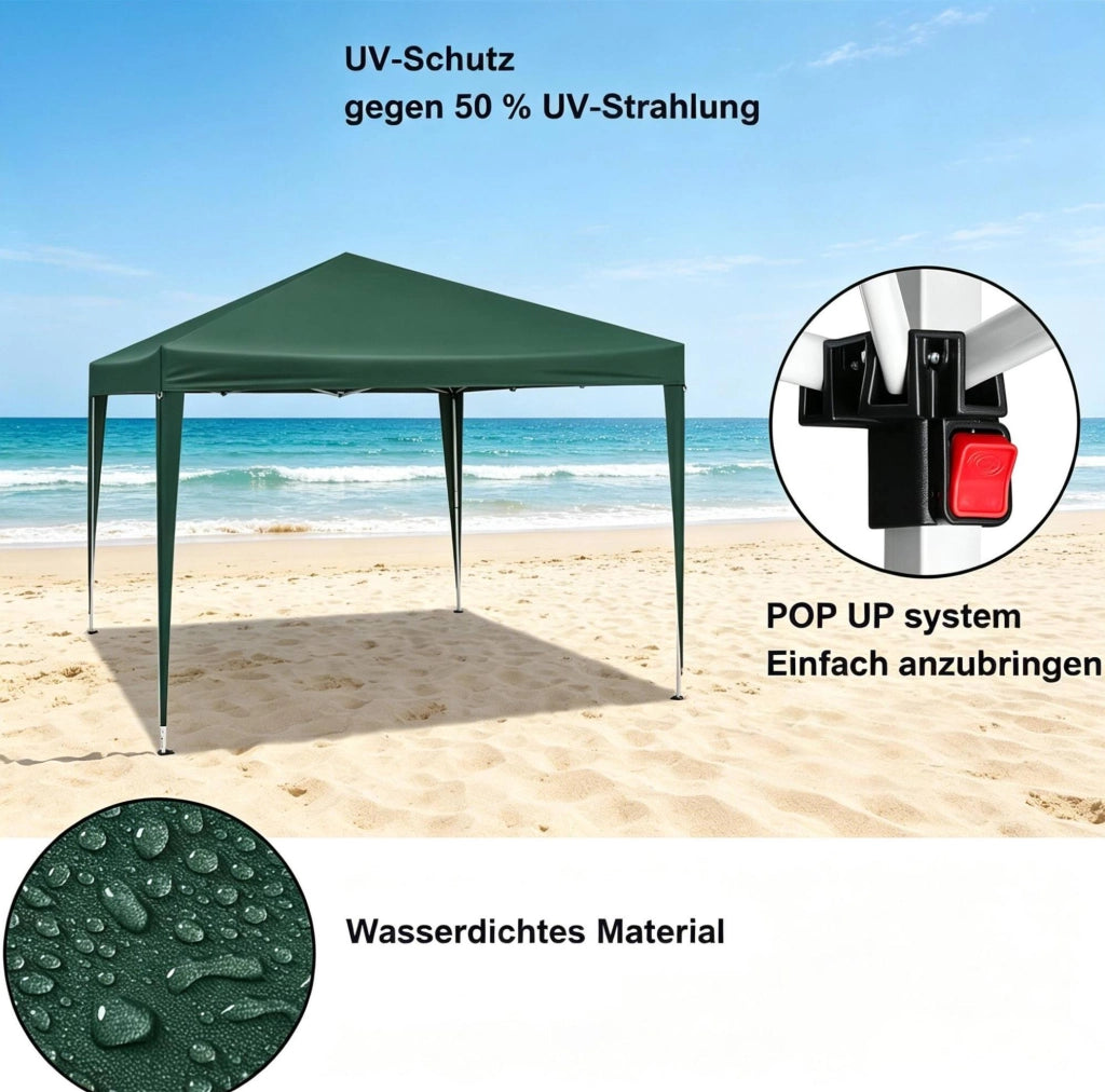 Gazebo pieghevole 3 x 3 m verde con altezza regolabile