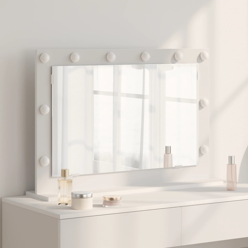 Specchio da toeletta con luci LED Bianco 80x55x18 cm