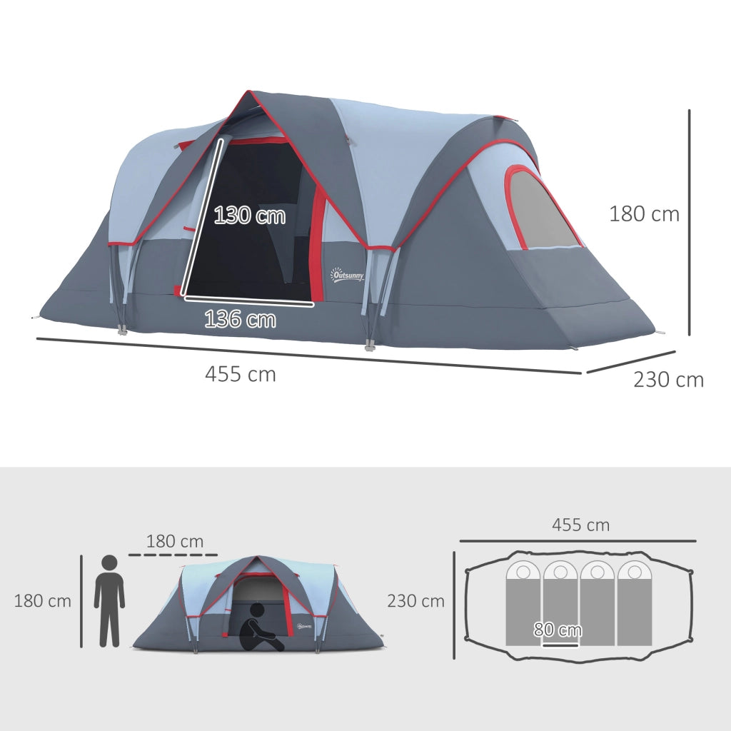 Tenda da campeggio 6 posti ¨C zephmum ¨C 455x220x180 cm grigio