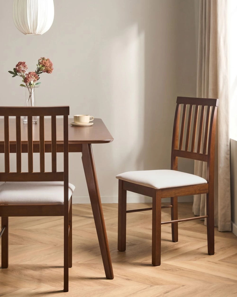 Set di 2 sedie da pranzo imbottite in marrone scuro verde scuro stile tradizionale e classico