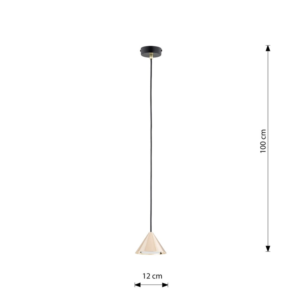 Lampada a sospensione ELIT in acciaio nero opaco e oro