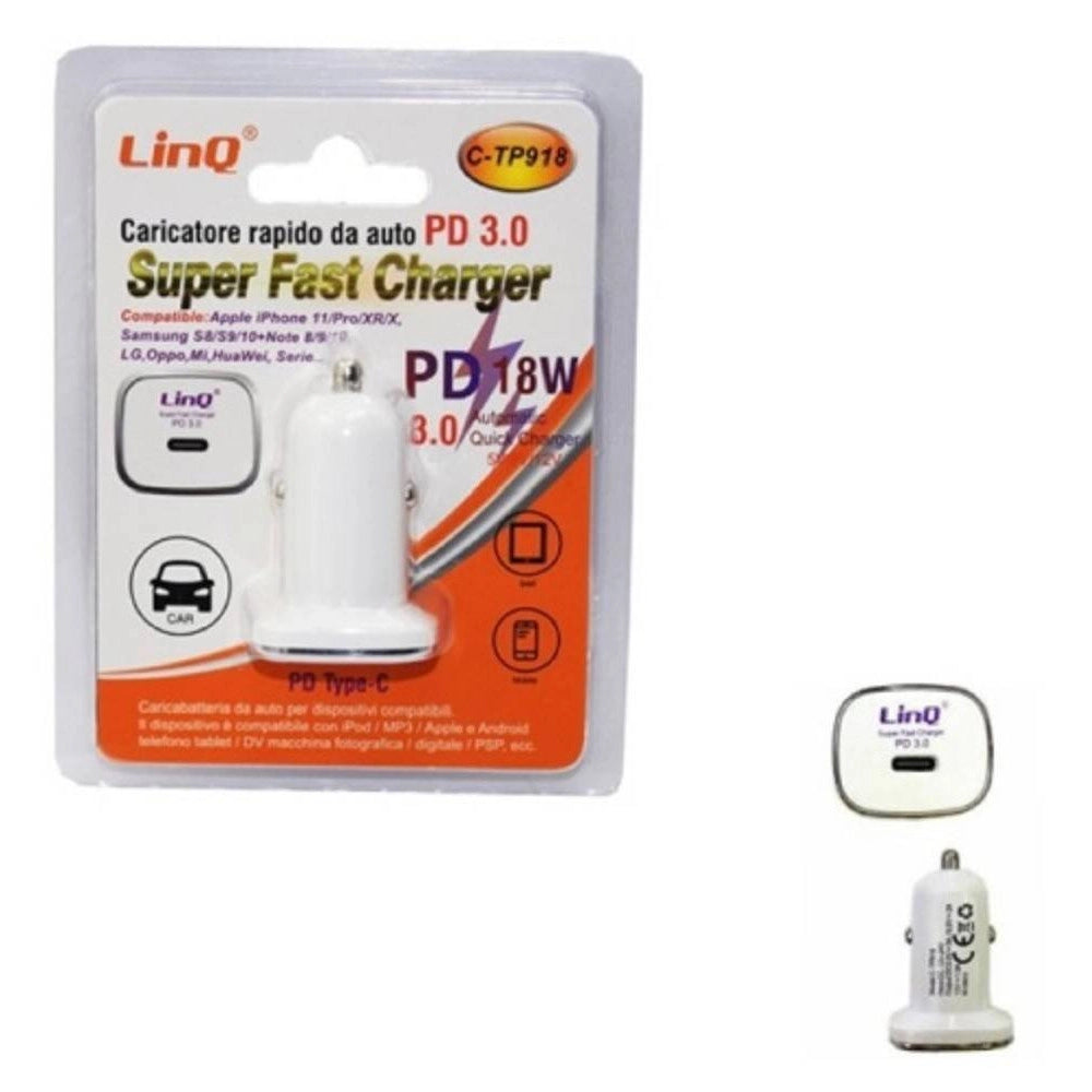 Trade Shop - Caricabatterie Adattatore Rapido Da Auto Pd Type-c 3.0 Super Fast 18 W C-tp918 -