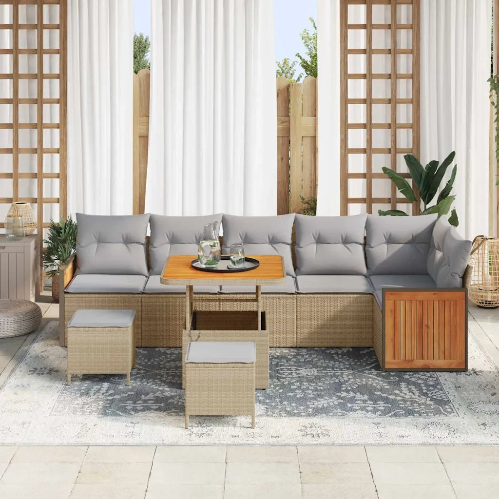 Set Divano da Giardino 11 pcs Beige e Grigio Chiaro polyrattan 3365272