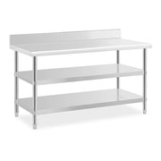 Tavolo da lavoro in acciaio inox con alzatina - 150 x 70 x 16,5 cm - 226 kg - 2 ripiani 14_0007319