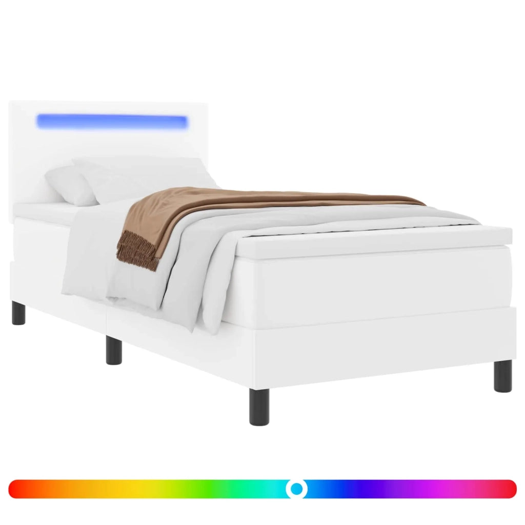 Letto a molle con materasso Bianco 90 x 200 cm Pelle sintetica 3339033