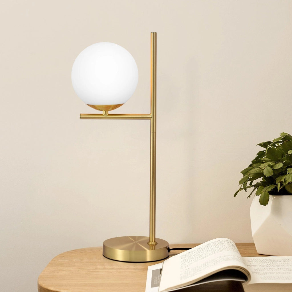 ZMH Lampada da tavolo vetro bianco moderna base industriale E27 interruttore per soggiorno camera letto
