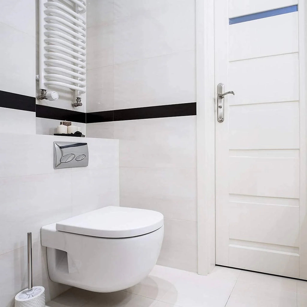 Sedile WC a D con chiusura ammortizzata per bagno di famiglia bianco 19_0000736