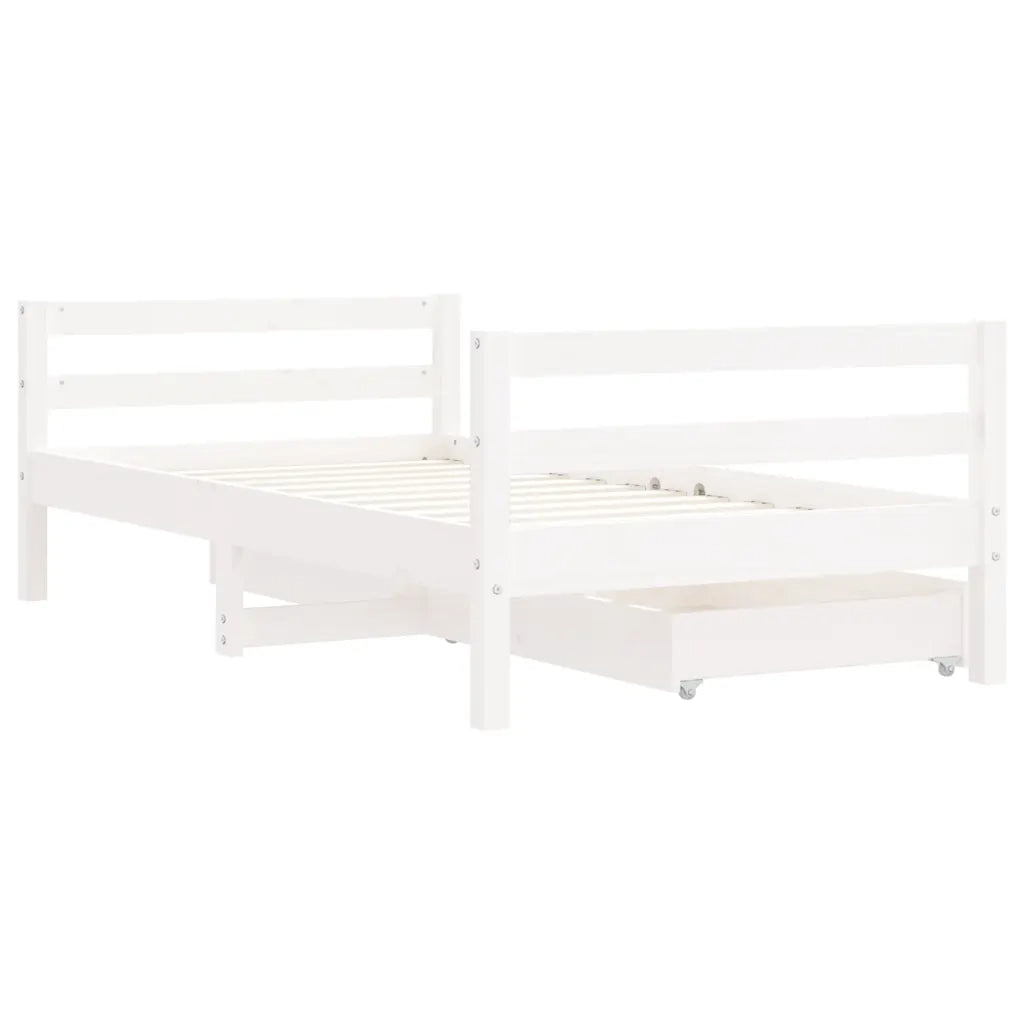 Giroletto Bambini | Letto Infantile | Lettino con Cassetti Bianco 80x160 cm Massello Pino