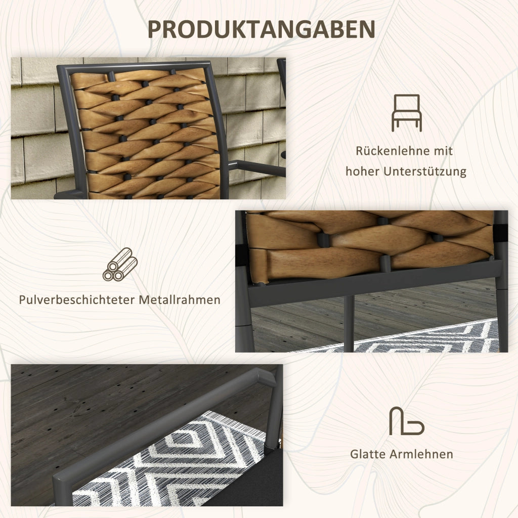 Sedie da giardino impilabili impermeabili; design moderno; 57 x 58 x 87 cm; Marrone+Nero+Grigio