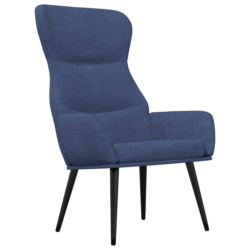 Divano Sedia-Poltrona Relax con Poggiapiedi Blu in Tessuto 366752