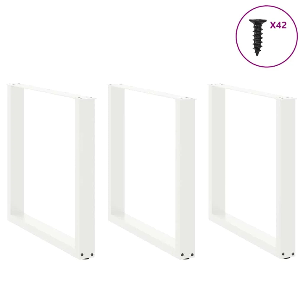Set di 3 gambe moderne per tavolo da pranzo a forma di U 80 x 73 cm con piedini regolabili acciaio bianco 02_0057445