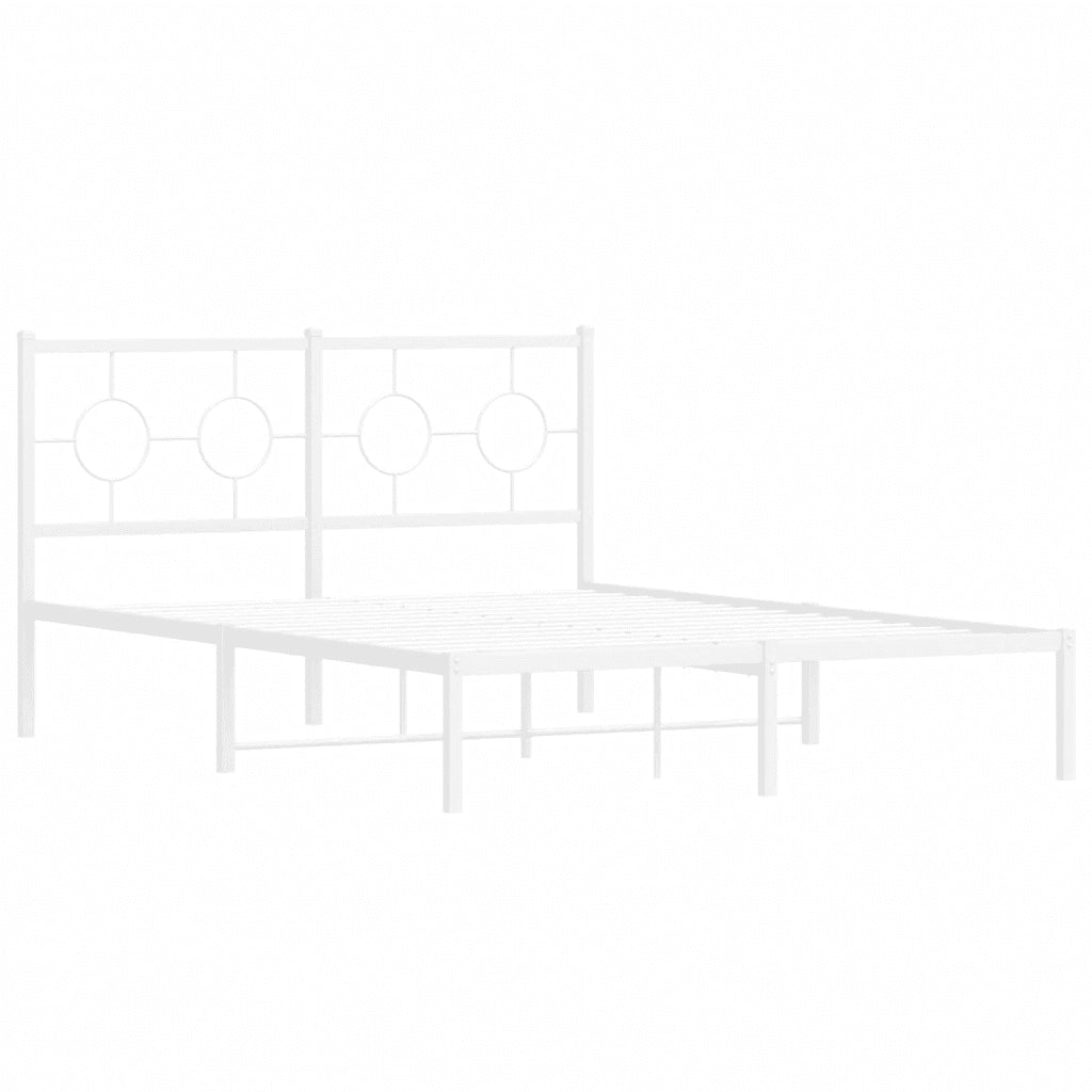 Giroletto con Testiera-Struttura Letto con testiera Metallo Bianco 140x190 cm 330091