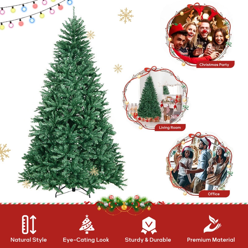 Albero di Natale artificiale 180 cm, albero di Natale con guanti e 866 punte di rami, supporto in metallo, montaggio rapido, ignifugo, abete