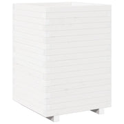Fioriera | Cassetta per fiori | Vaso da Giardino Bianca 50x50x72,5cm Legno Massello di Pino