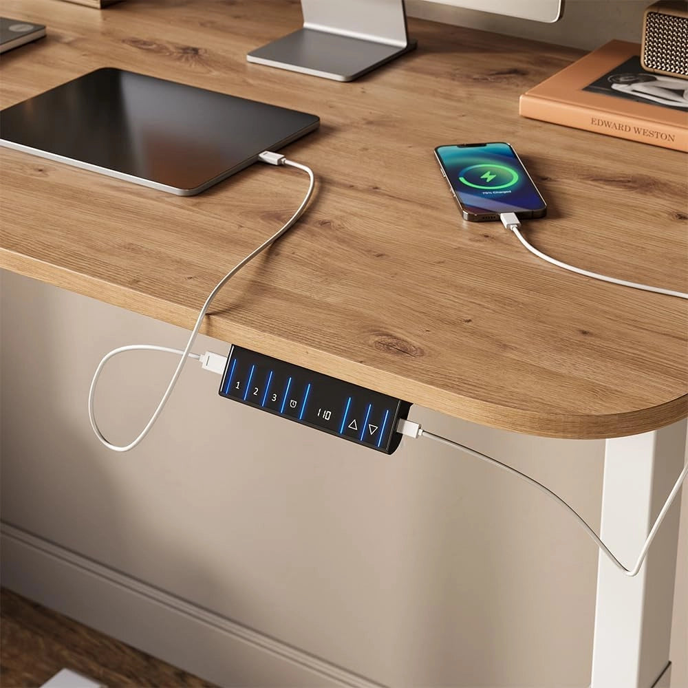 Gambe per tavolo Elevate, Bianco, 2 motori, adatto per superfici di lavoro regolabili in altezza nell'home office