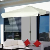 Ombrellone Semicircolare per Parete da Terrazza e Giardino con Manovella, 2.5x2.3m, Crema