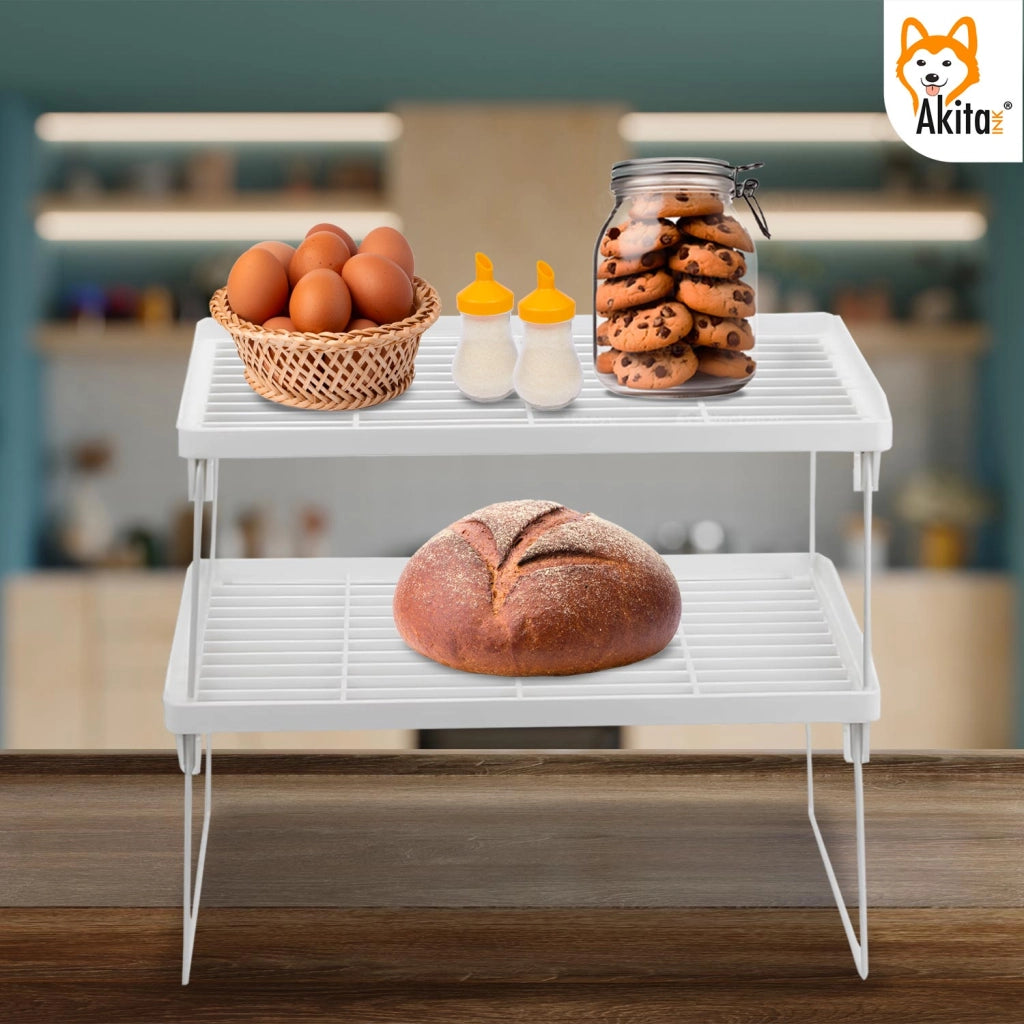 Set 2 Scaffali Portaspezie Akitaink Impilabili Bianchi