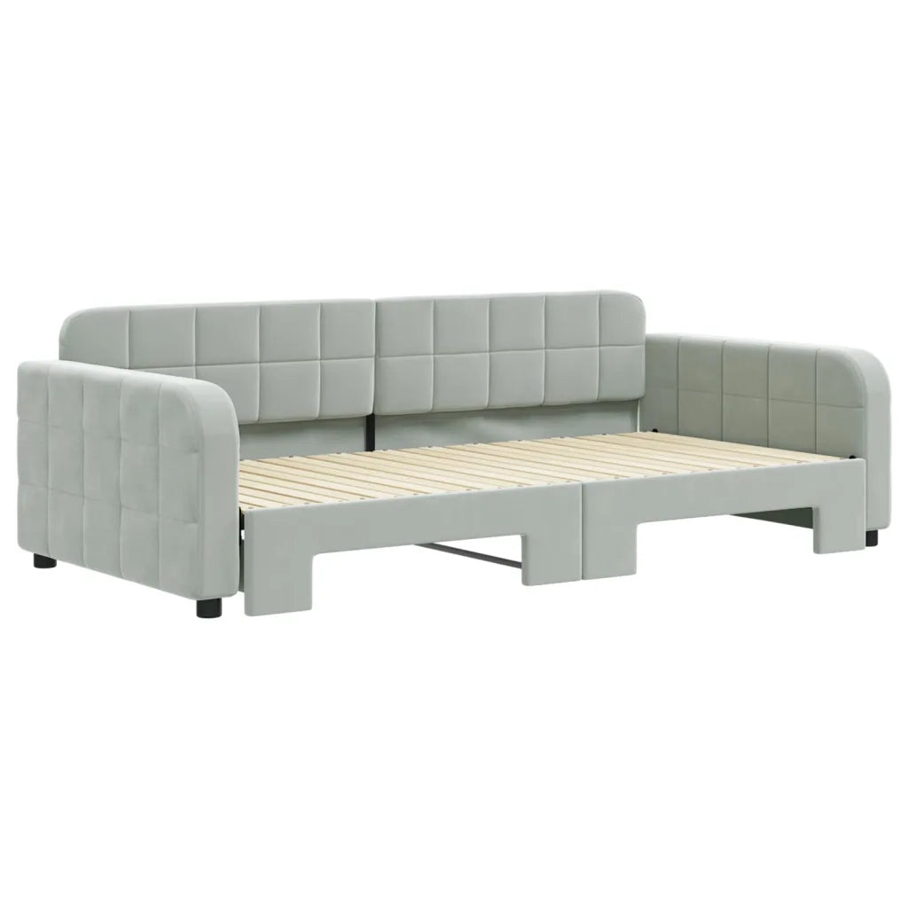 Divano letto | Sof¨¤ letto | Letto singolo Estraibile Grigio Chiaro 100x200 Velluto