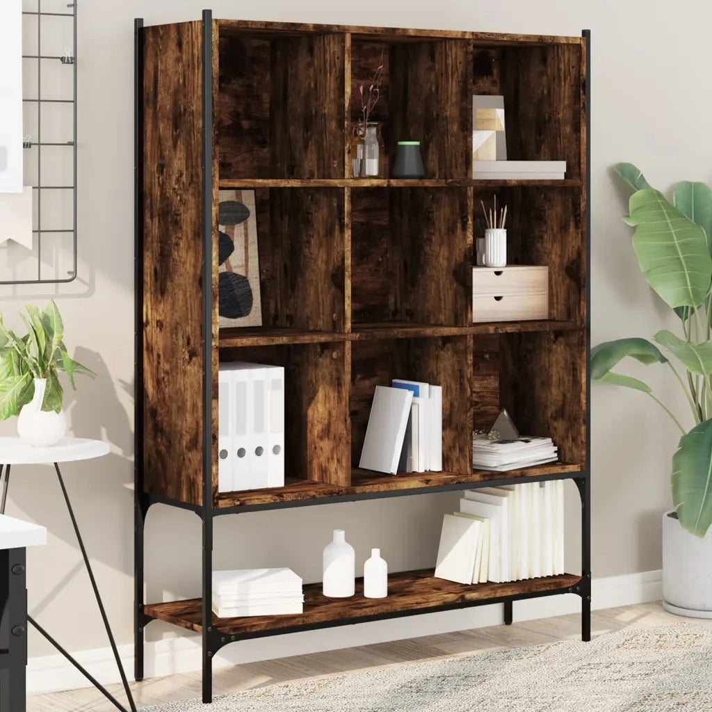 Libreria-Scaffale per Libri-Mobile di Stoccaggio Rovere Fumo 102x30x141,5 cm in Legno Multistrato