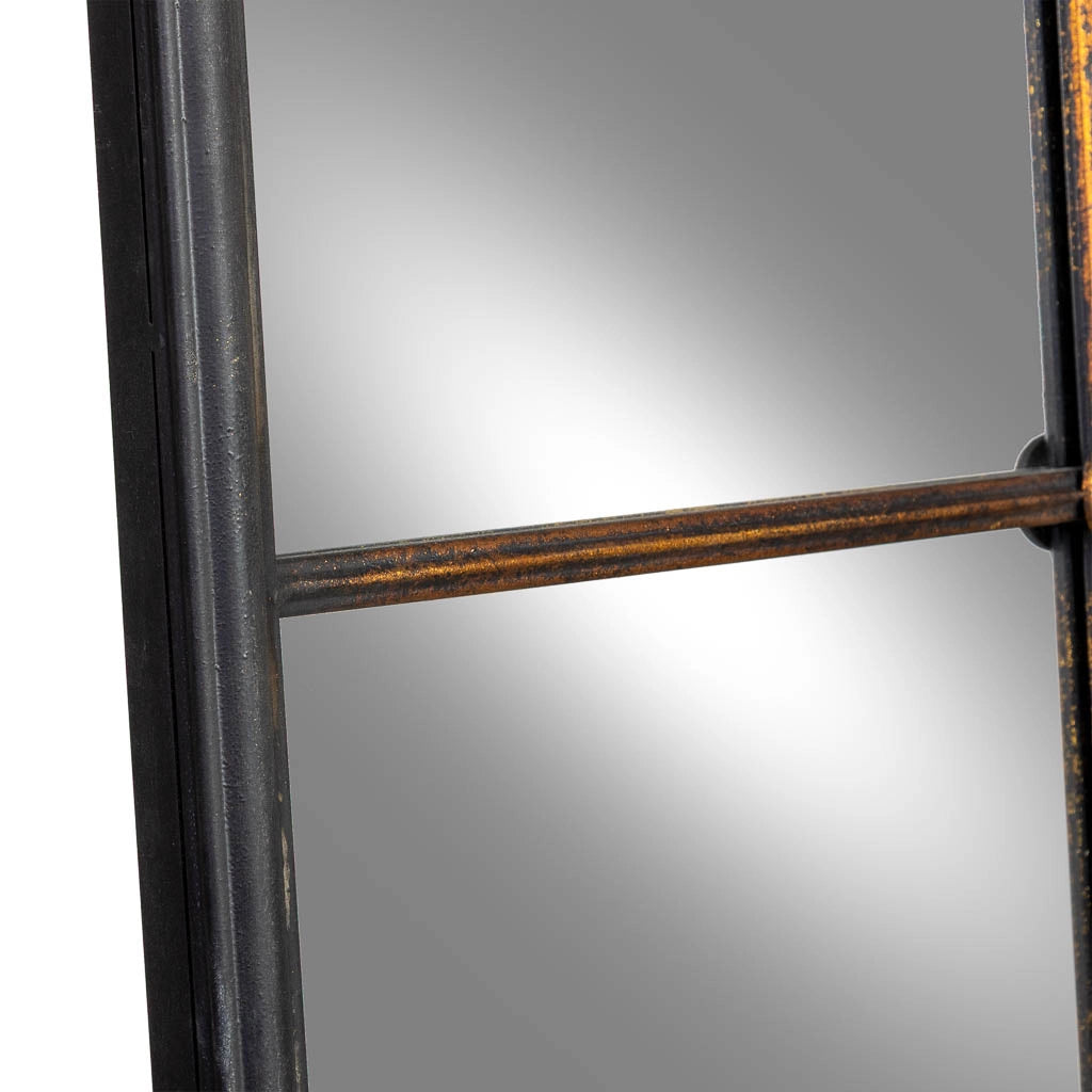 Specchio da parete in legno e ferro nero 60x3x190h cm