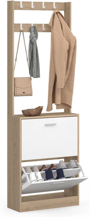 Scarpiera KLARK a 2 ante con effetto legno e bianco