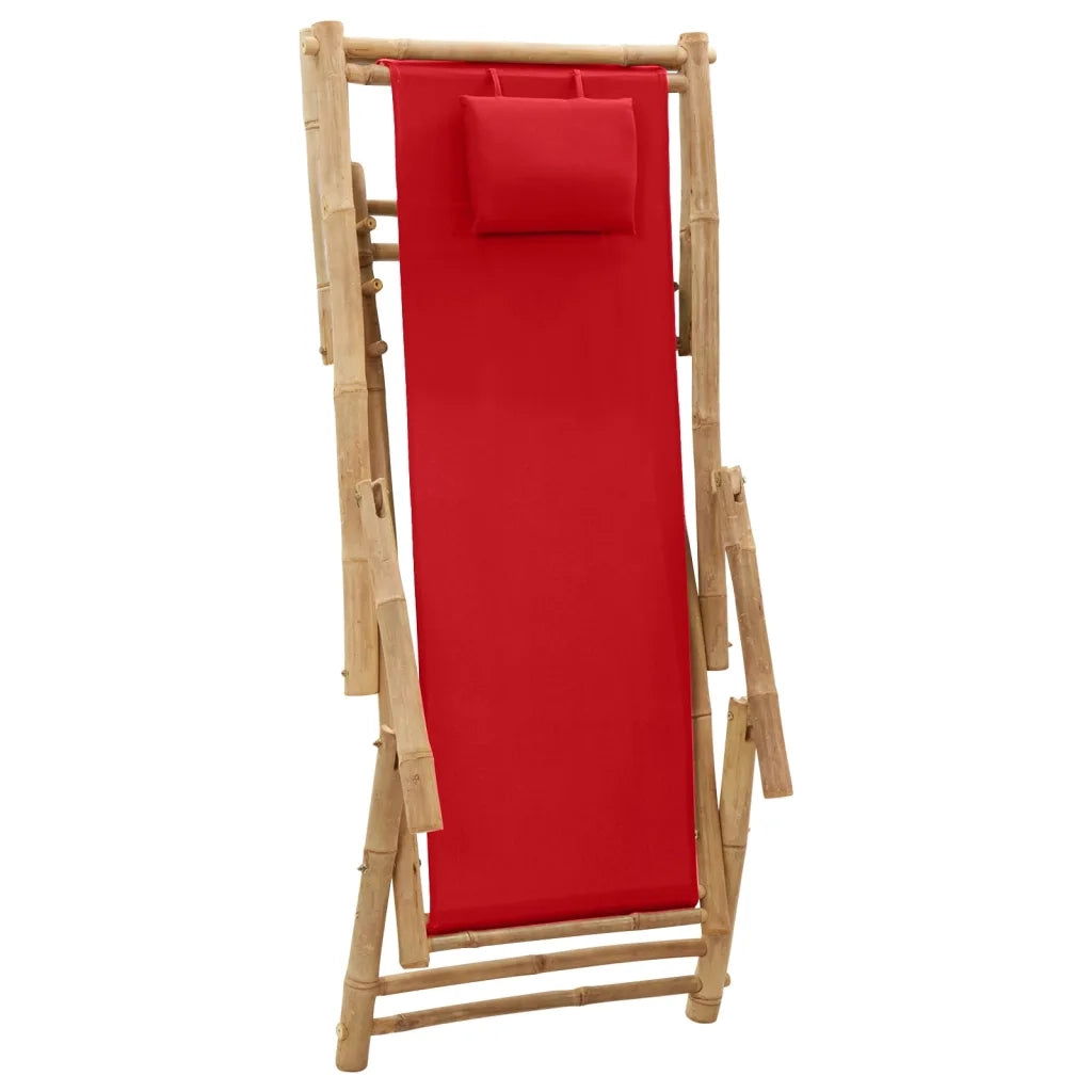 Sedia a Sdraio in BambÃ¹ e Tela Rosso cod mxl 16974