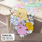 Tavola da pranzo in tessuto - Con disegni di conigli/fiori - Lavabile - Decorazione da tavola - Disponibile in 4 lunghezze - Tovaglia da tavola