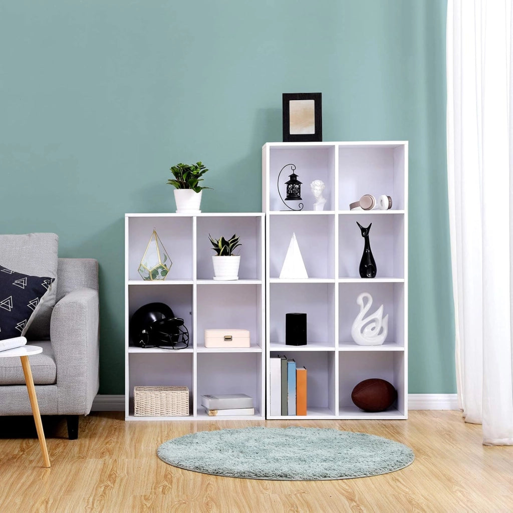 VASAGLE Libreria a 8 Cubi, Scaffale Espositore per Decorazioni, Souvenir, Piante, per Studio, Ufficio, Soggiorno, 30 x 65,5 x 129,5 cm, Bianco LBC24WT