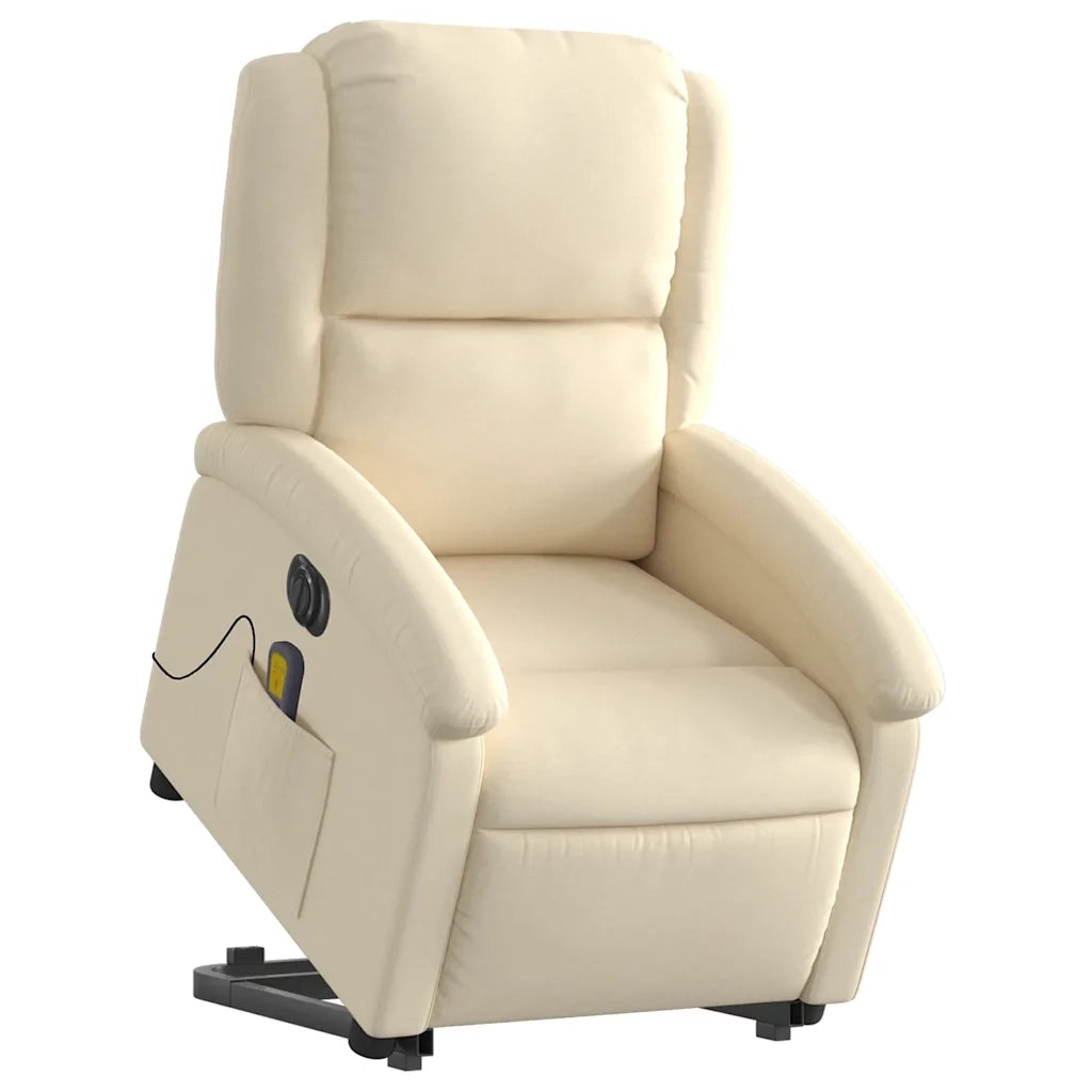 Poltrona Alzapersona Massaggiante Elettrica Crema in Tessuto 3204209