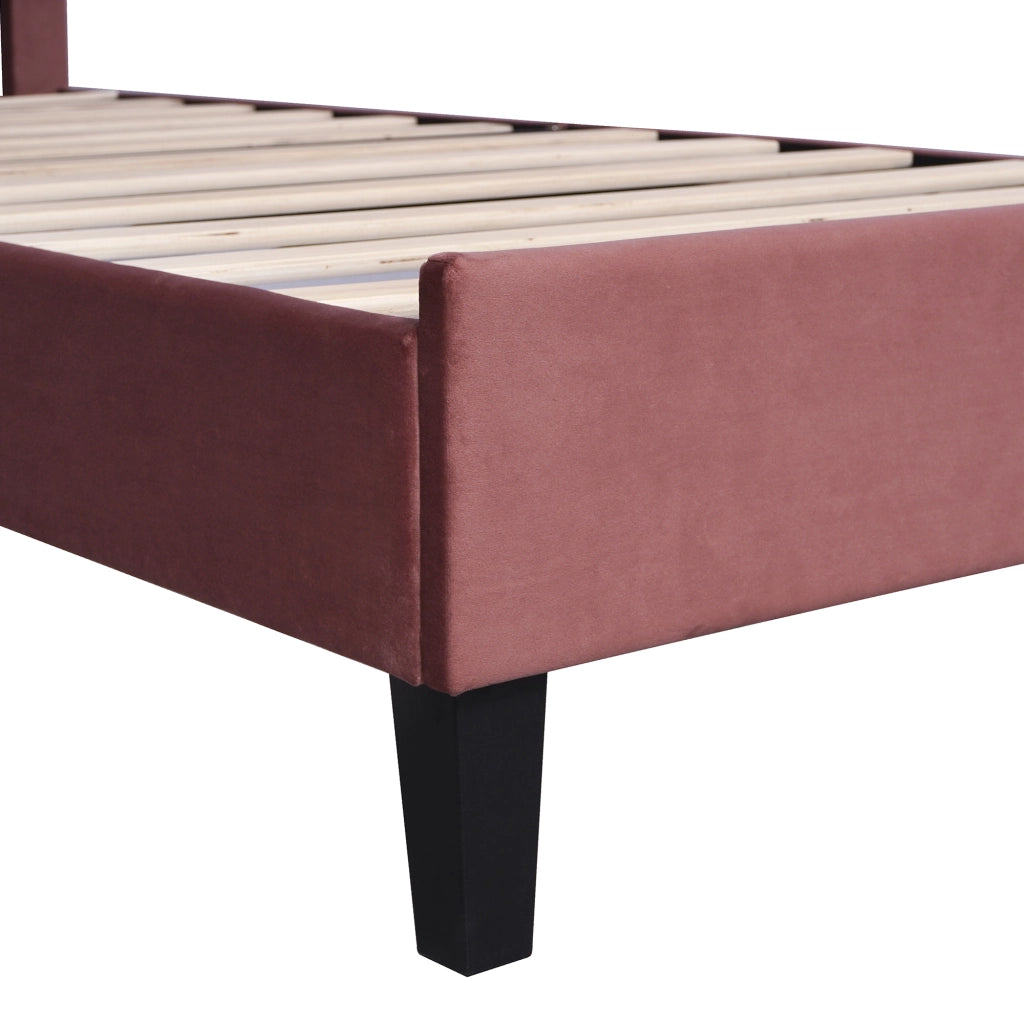 Letto Singolo 90 x 200 cm; 1 Posto con Testiera a Fiore; senza Materasso; Imbottito; Rosso