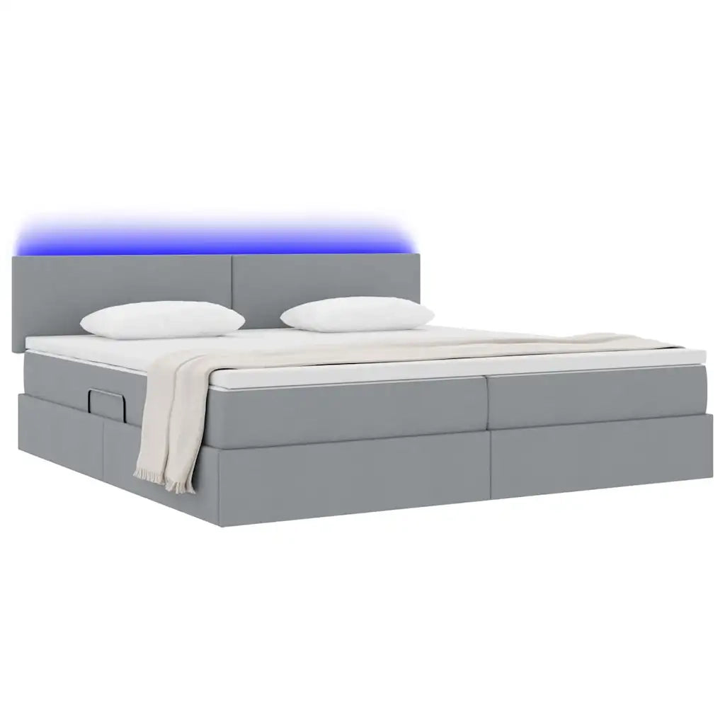 Letto con contenitore LED e materasso Grigio Chiaro