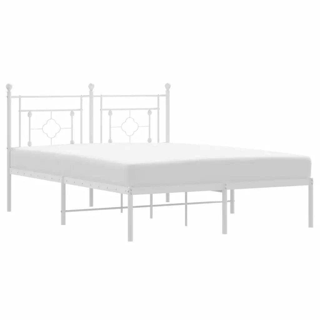 Giroletto con Testiera-Struttura Letto con testiera Metallo Bianco 135x190 cm 211658