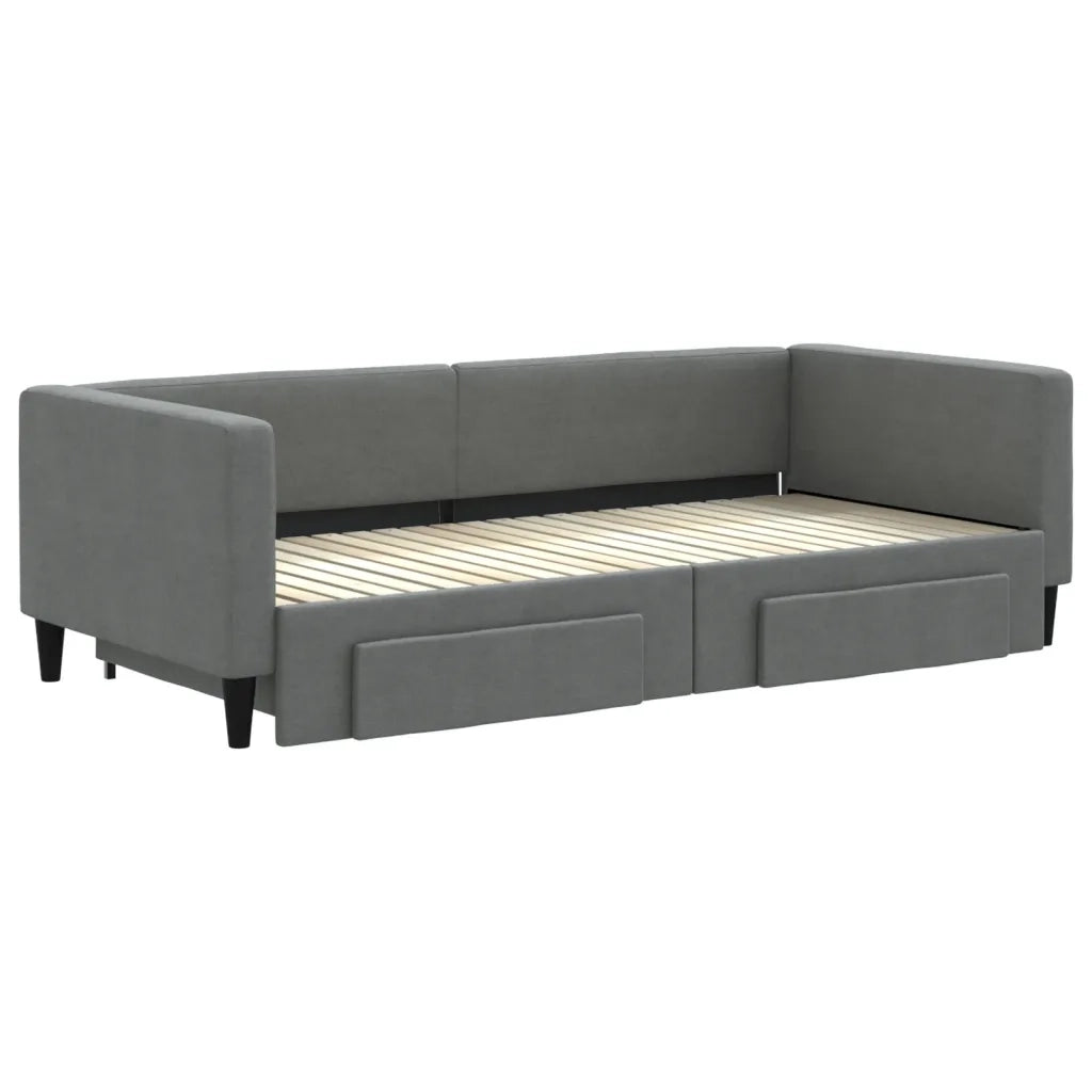 Divano letto | Sof¨¤ letto | Letto singolo Estraibile Cassetti Grigio Scuro 90x200cm Tessuto