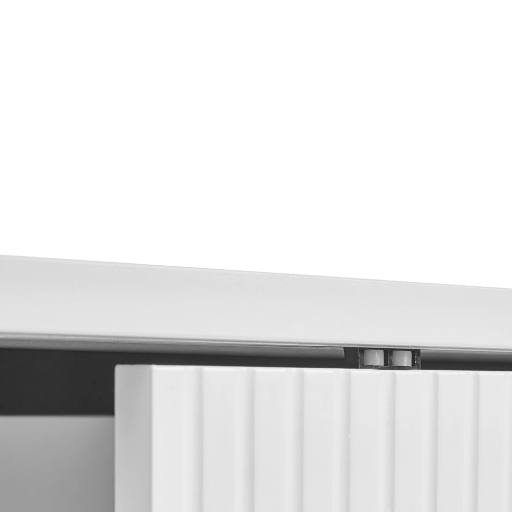 Credenza moderna Soggiorno Camera da letto Mobile 2 ante MDF Gambe in metallo Bianco stile moderno