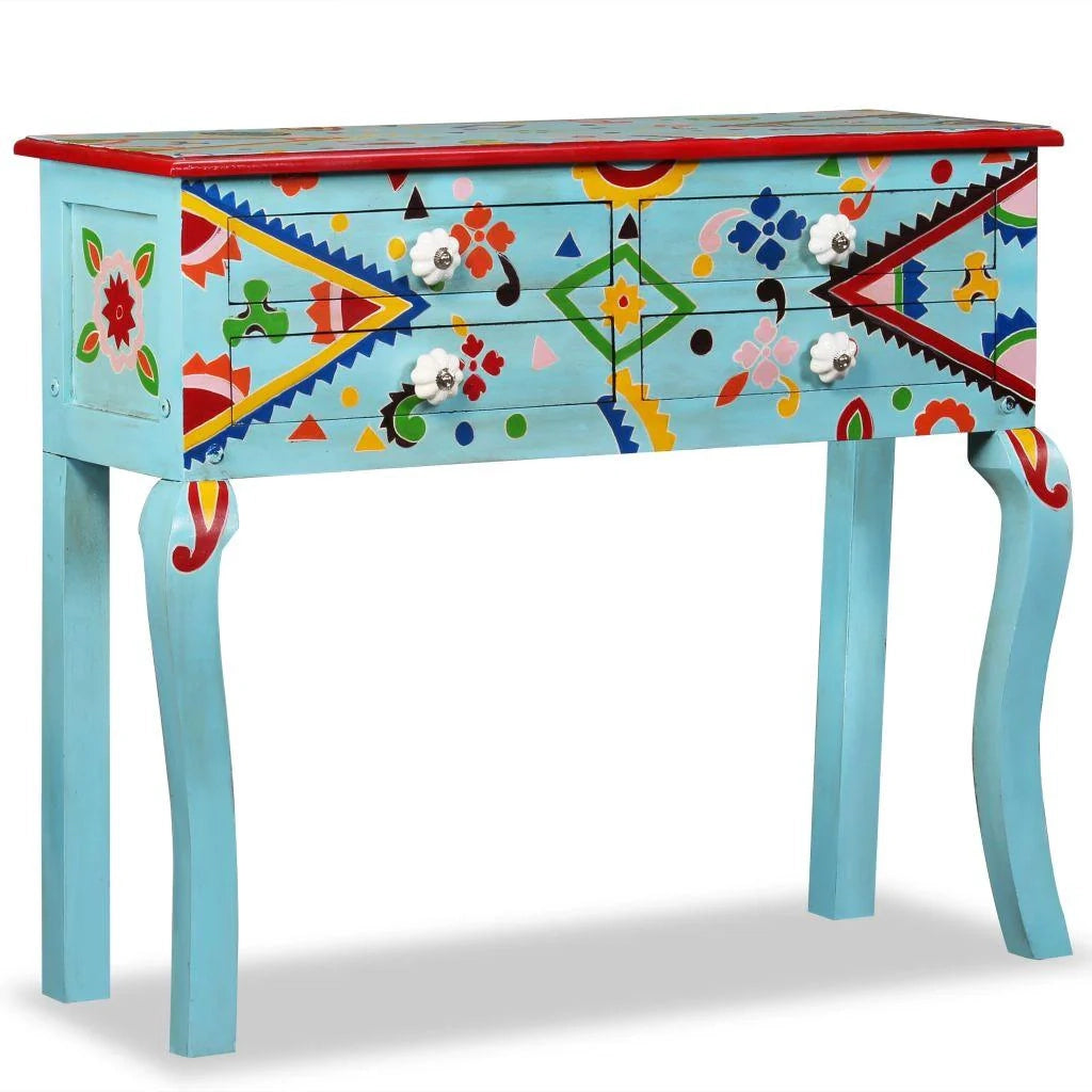Buffet credenza mobiletto consolle mobile contenitore legno massello di mango dipinto a mano in blu 4402020