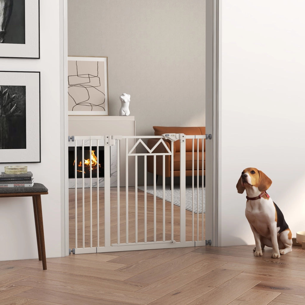 Cancelletto per Cani taglia Piccola e Media 74-100x76 cm in Acciaio e PA Bianco